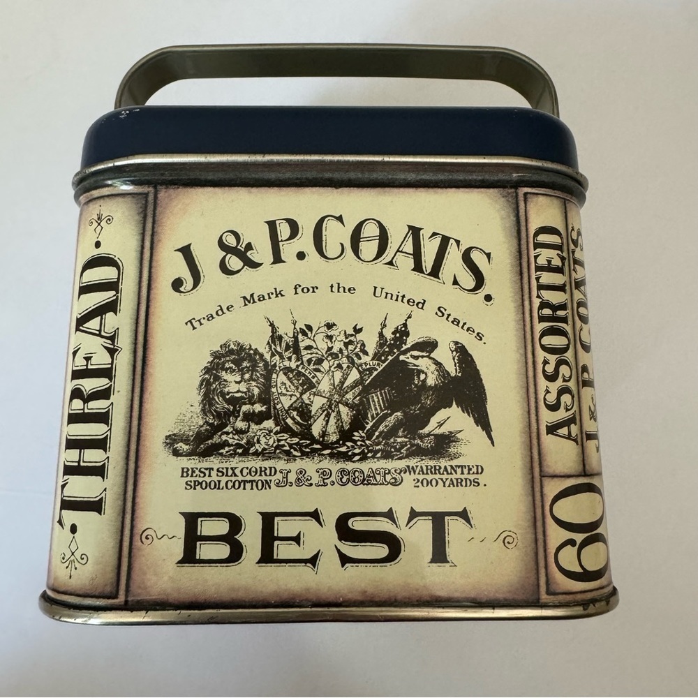 J & P COATS Vintage Tin Sewing Thread Box - Picture 11 of 15